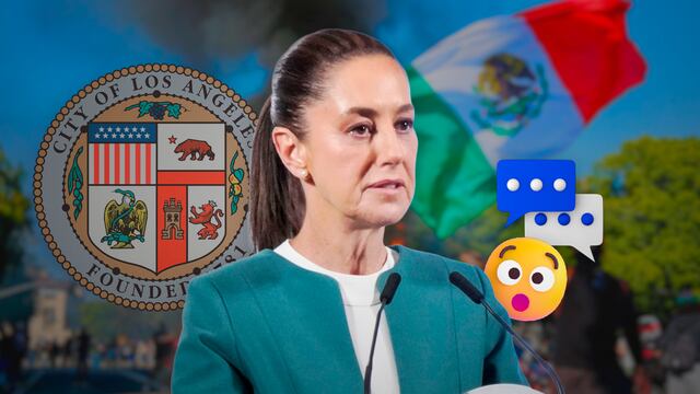 Claudia Sheinbaum reacciona a bandera de México en protestas de Los Ángeles