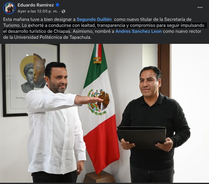 Eduardo Ramírez nombra a nuevo secretario de Turismo