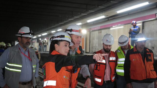 Claudia Sheinbaum en las obras de modernización de la Línea 1