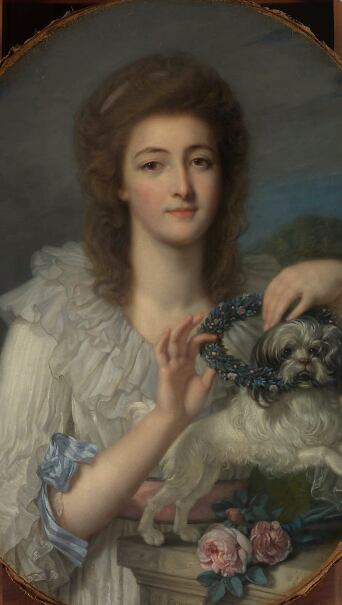 Retrato de una mujer y un perro
