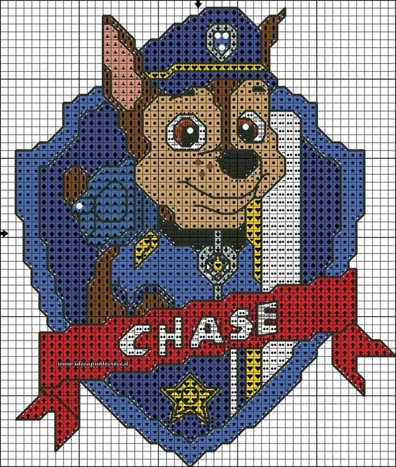 Chase de Paw Patrol en punto de cruz