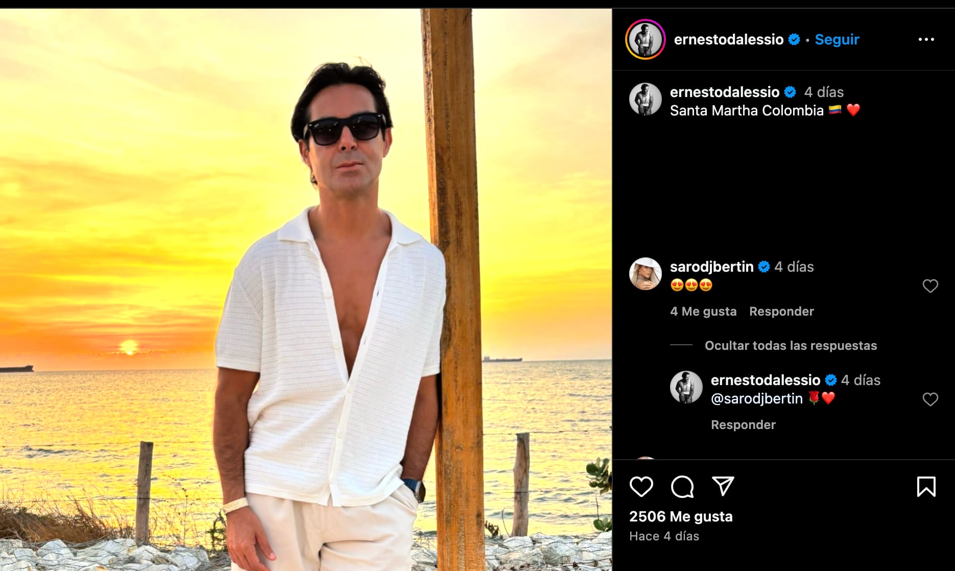 Ernesto D'Alessio le responde a una guapa modelo con la que estaría saliendo