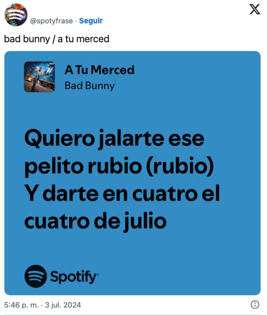 Frase que se desprende de la canción "A Tu Merced"