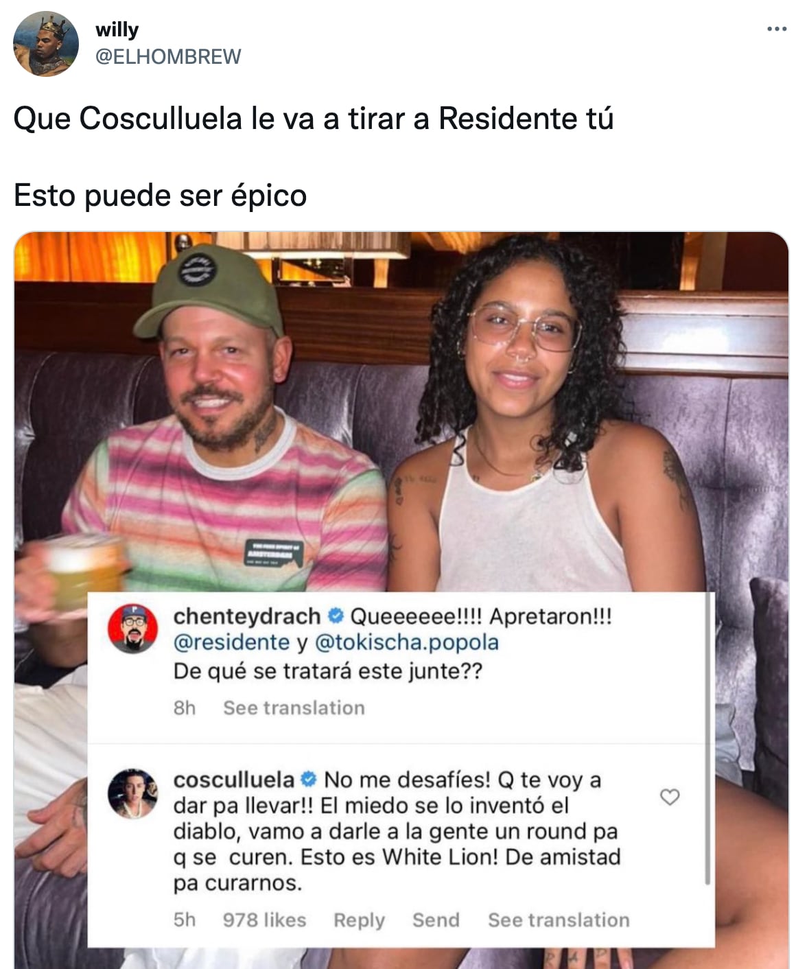 Cosculluela se molestó con Residentes por apoyar a Tokisha