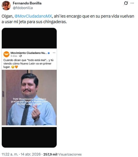 Fernando Bonilla reclama a Movimiento Ciudadano uso de su imagen