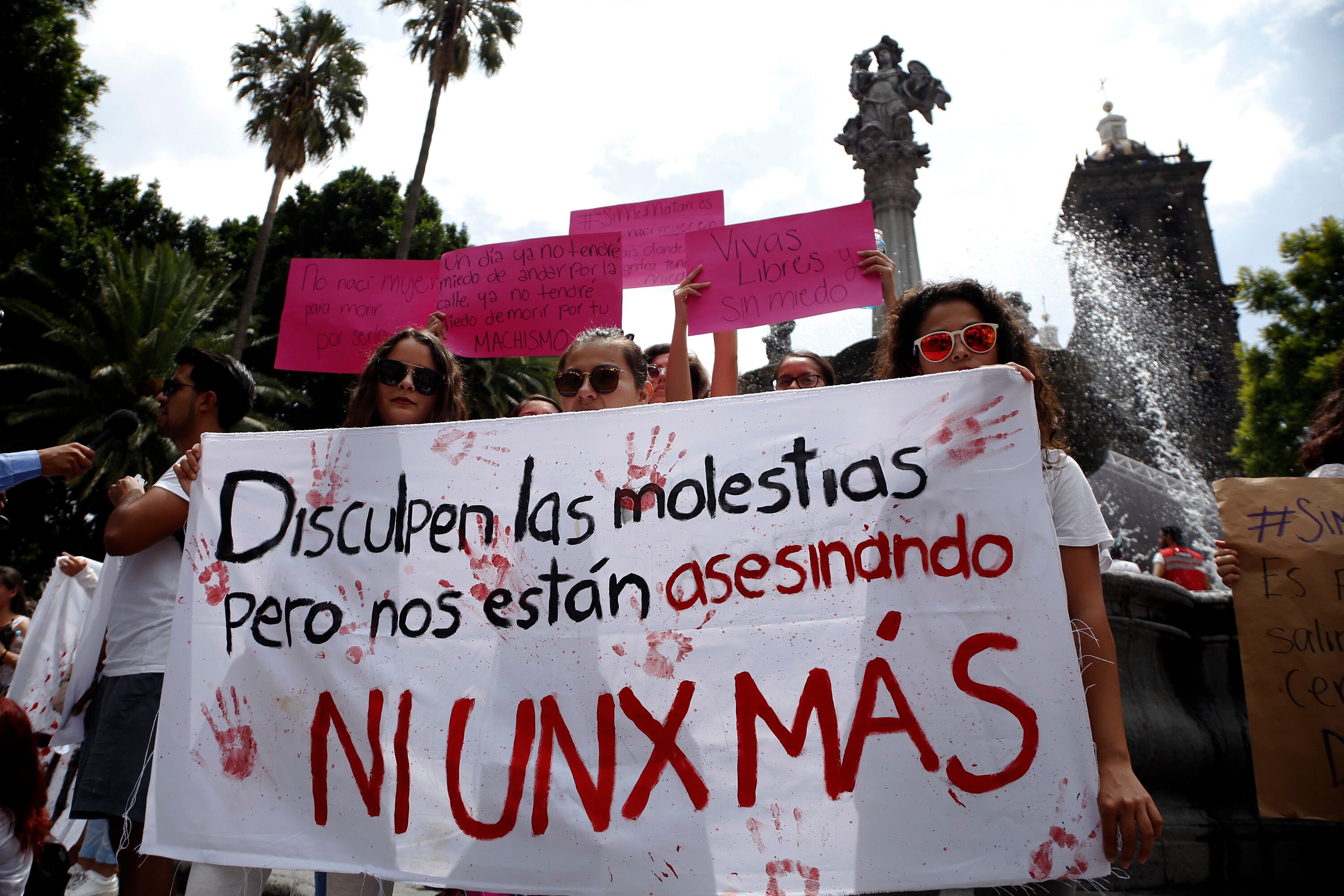 Protesta contra feminicidio en México.