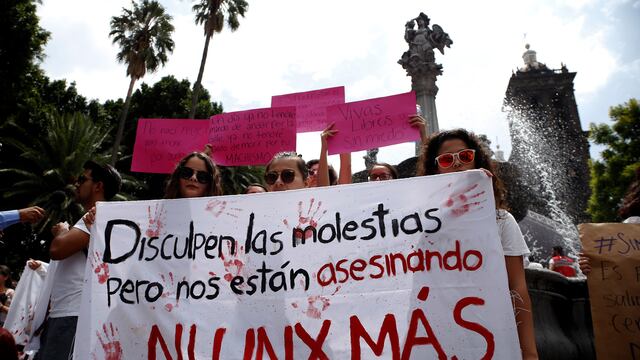 Protesta contra feminicidio en México.