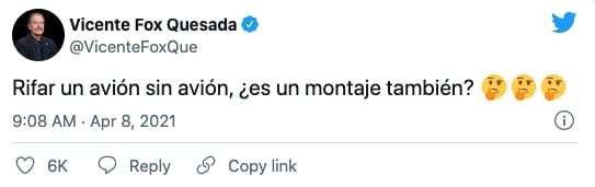 Vicente Fox califica rifa del avión como un montaje