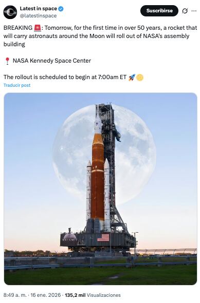 Comienza primera etapa de preparación de Artemis II