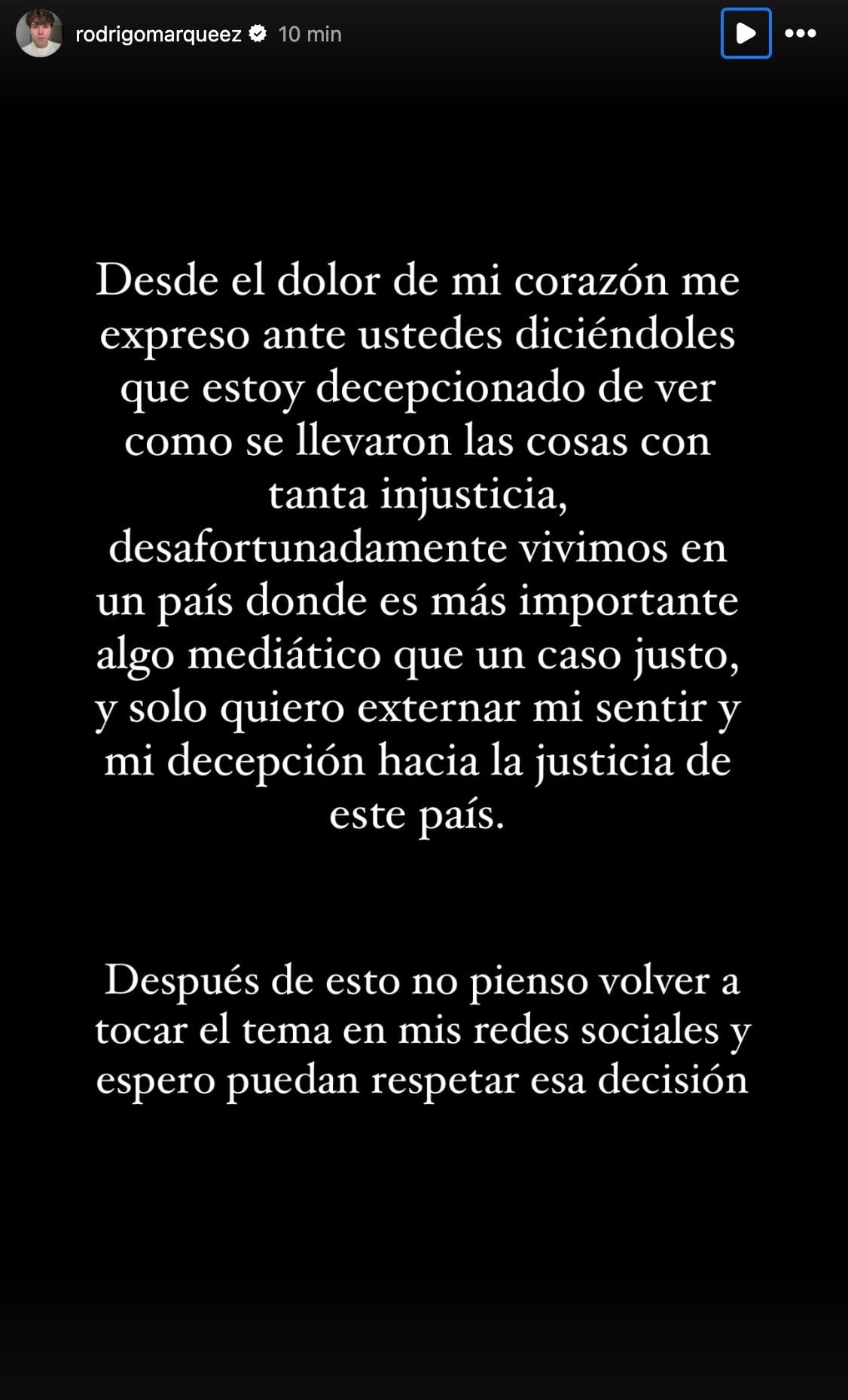 Rodrigo Márquez compartió un mensaje por el delito de Fofo Márquez