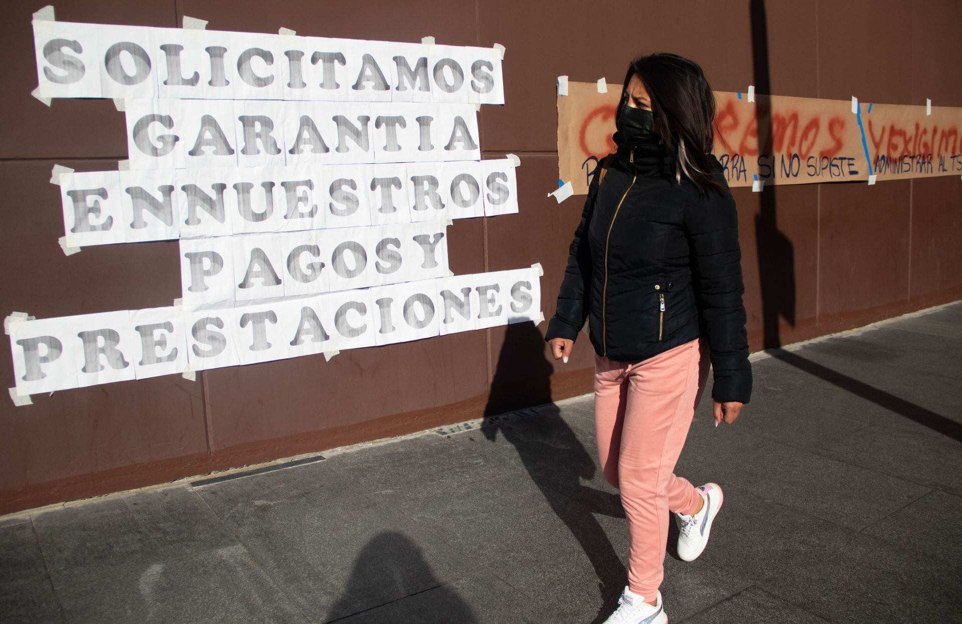 Protesta por el pago del aguinaldo