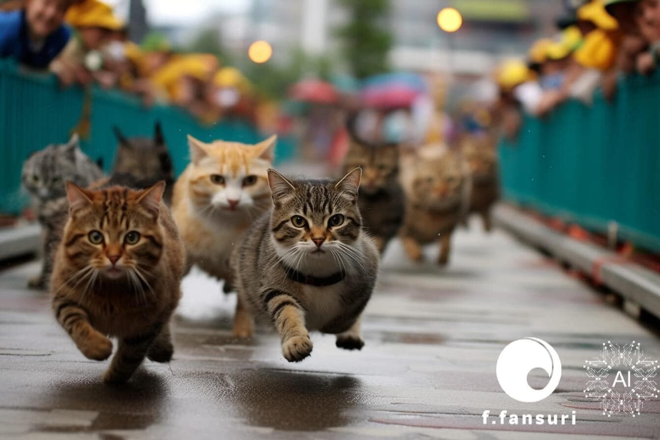 Carrera de gatos hechas por imágenes por inteligencia artificial