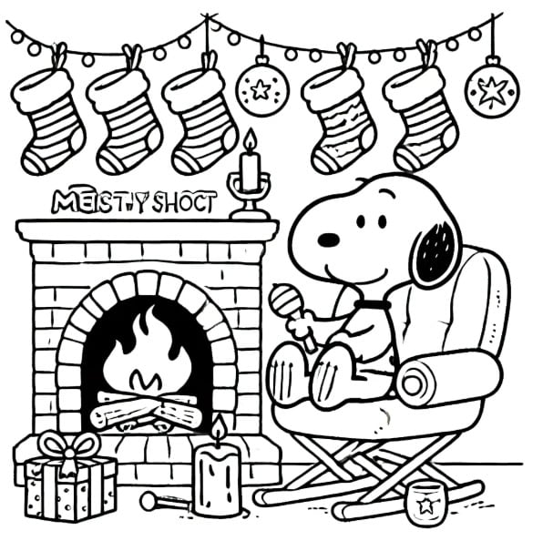 10 dibujos de Snoopy para colorear por Navidad 2024