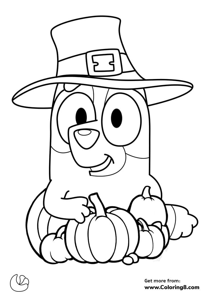 Dibujos de Bluey por el Día de Acción de Gracias para colorear