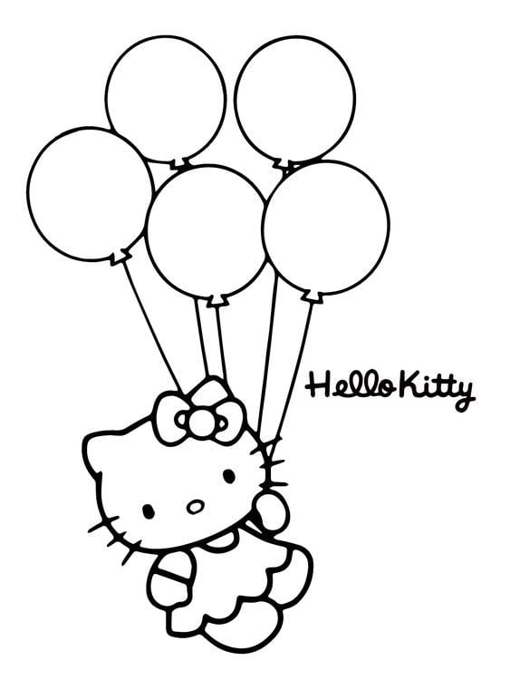 Dibujos de Hello Kitty cumpleaños para colorear