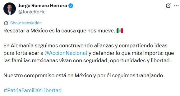Montiel reprocha a Romero su viaje por Europa: “Prefiere hacer territorio a miles de kilómetros de México”