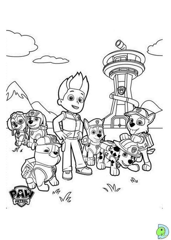 Dibujos de Paw Patrol regreso a clases para colorear