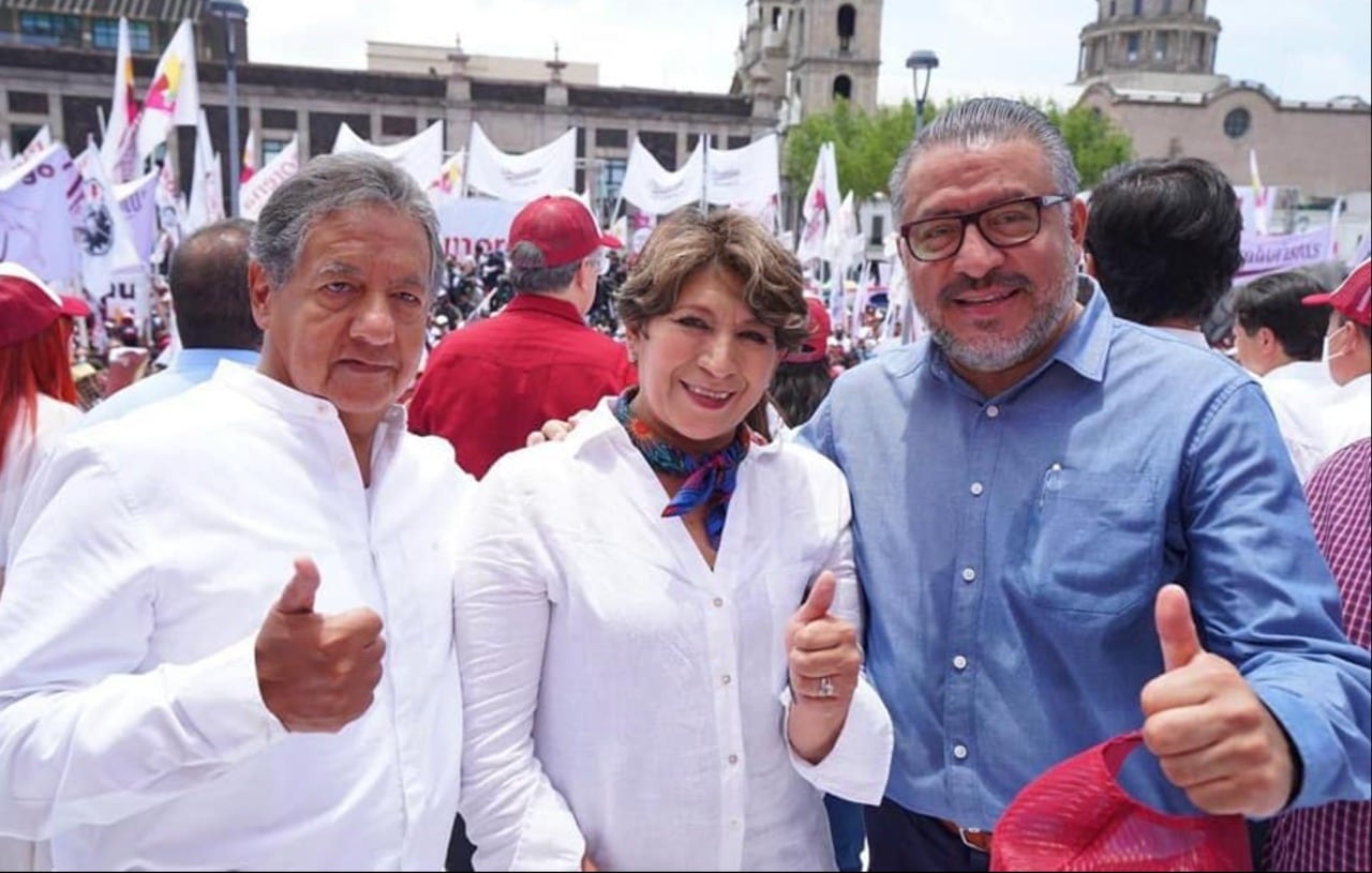 Higinio Martínez, Delfina Gómez y Horacio Duarte, exalcaldes de Texcoco y aspirantes al gobierno del Edomex