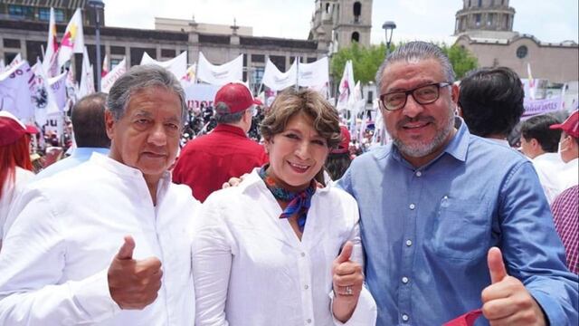 Higinio Martínez, Delfina Gómez y Horacio Duarte, exalcaldes de Texcoco y aspirantes al gobierno del Edomex