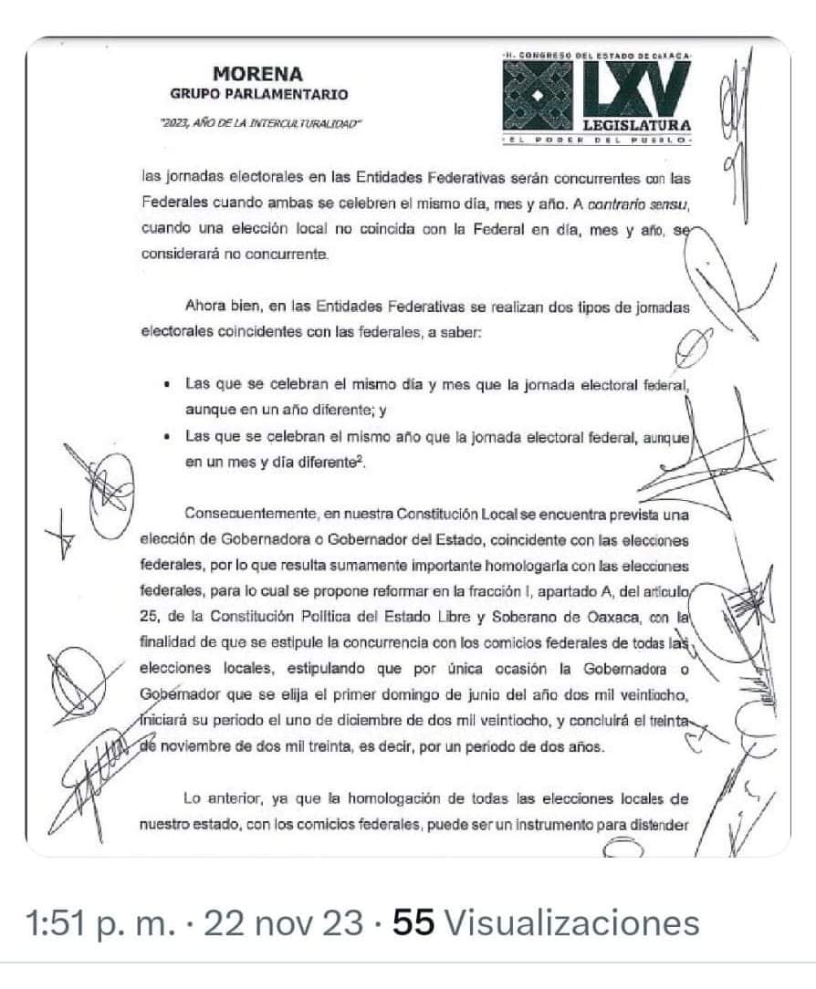 Propuesta de Morena en el congreso de Oaxaca