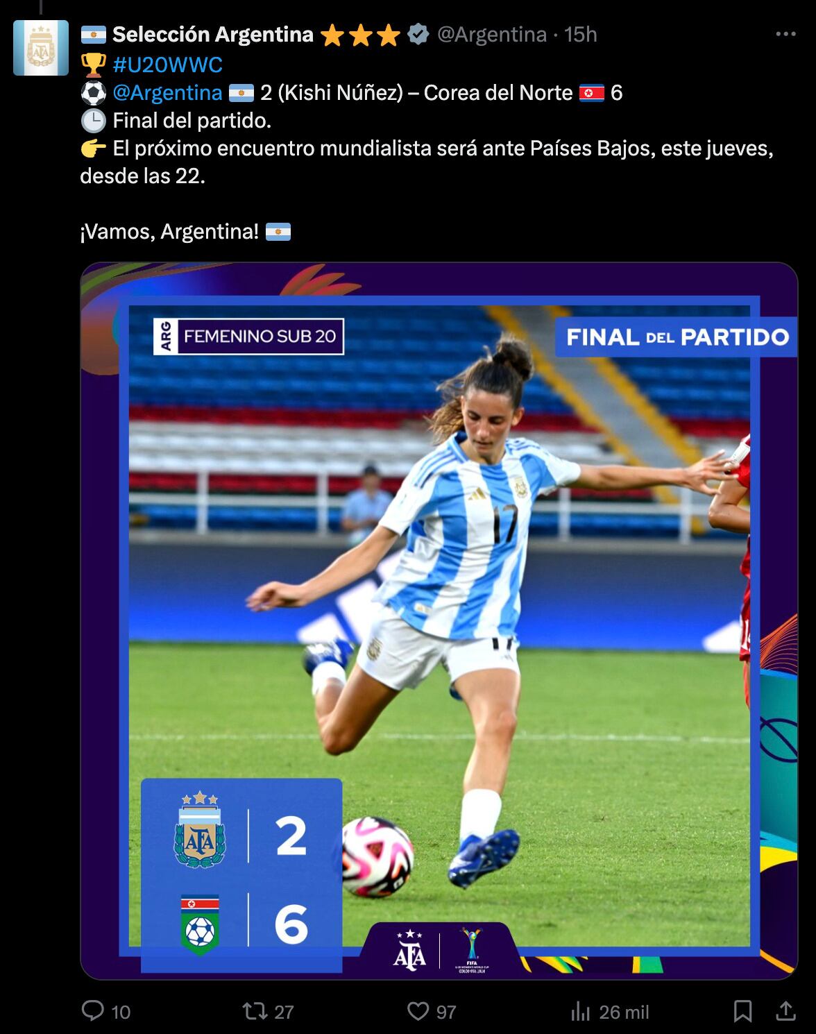 Selección Argentina Femenil en el Mundial Sub-20