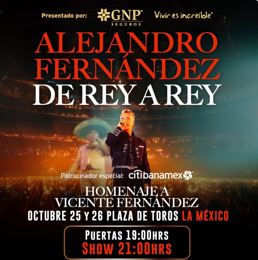 Conciertos de Alejandro Fernández en Plaza de Toros La México