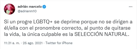 Tweet de Adrián Marcelo.