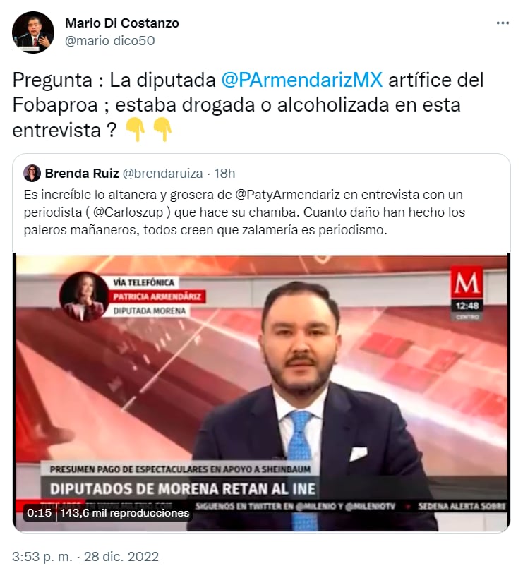 Duras críticas a Patricia Armendáriz por lanzarse en contra de periodista