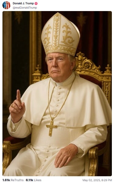 Donald Trump como Papa; la foto que compartió en Truth Social