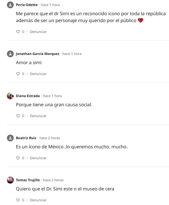 Comentarios change.org para que el Dr. Simi esté en el Museo de Cera