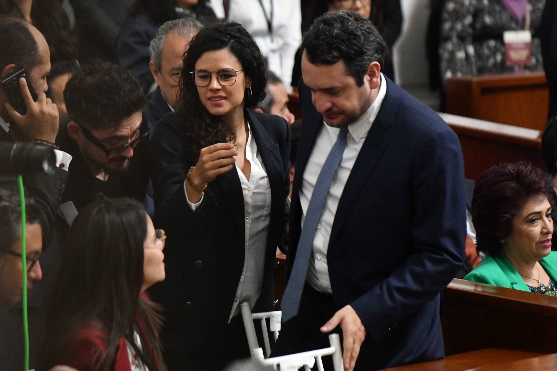Luisa María Alcalde y Andrés Manuel López Beltrán