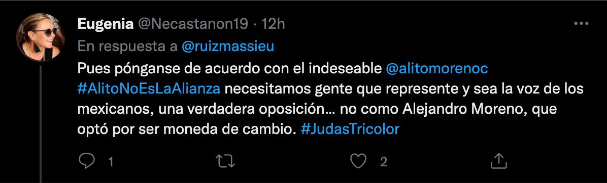 Piden a Claudia Ruiz Massieu sacar a Alejandro Moreno del PRI