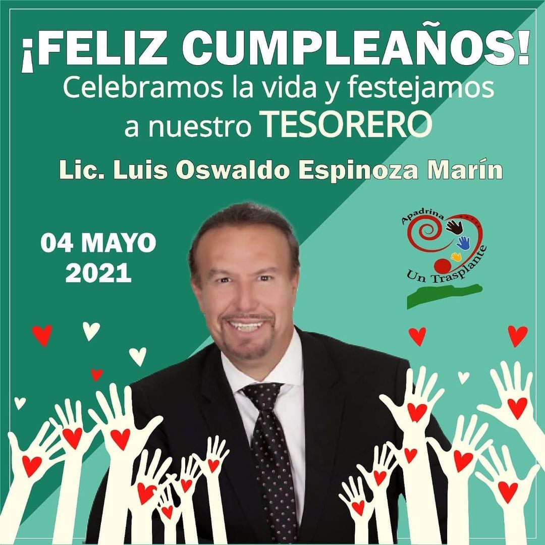 Publicación de Apadrina un Trasplante donde señalaba que Luis Oswaldo Espinoza Marín era su tesorero/@apduntrasplante