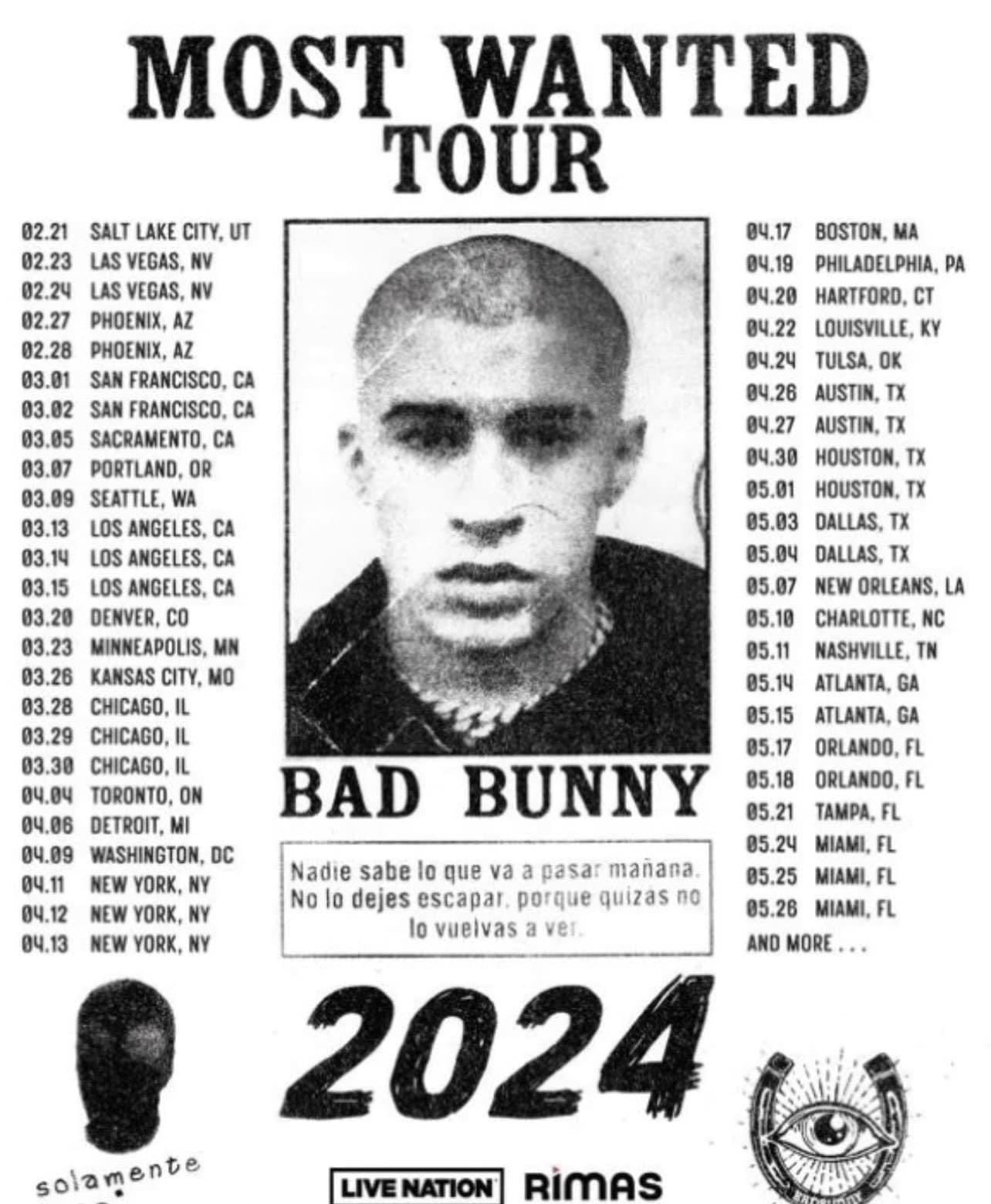 ¿Bad Bunny en México 2024? Revela fechas de los conciertos de Most Wanted Tour