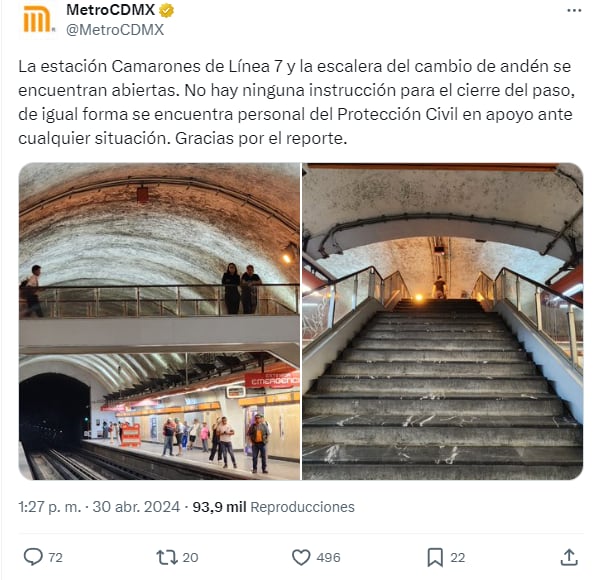 Grabación en Camarones Línea 7 afecta a usuarios