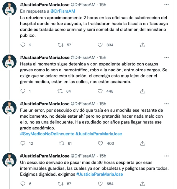 Denuncia de la detención de la médica María José