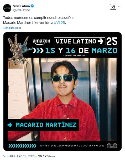 Macario Martínez en el Vive Latino 2025