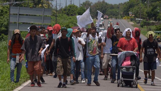 Caravana de migrantes en Chiapas.