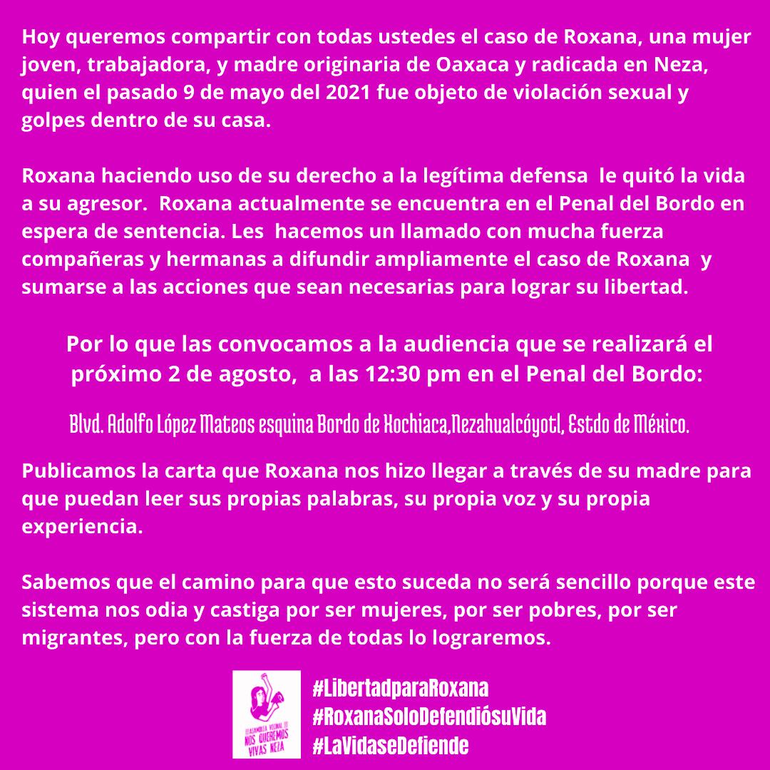 Protesta por liberación de Roxana
