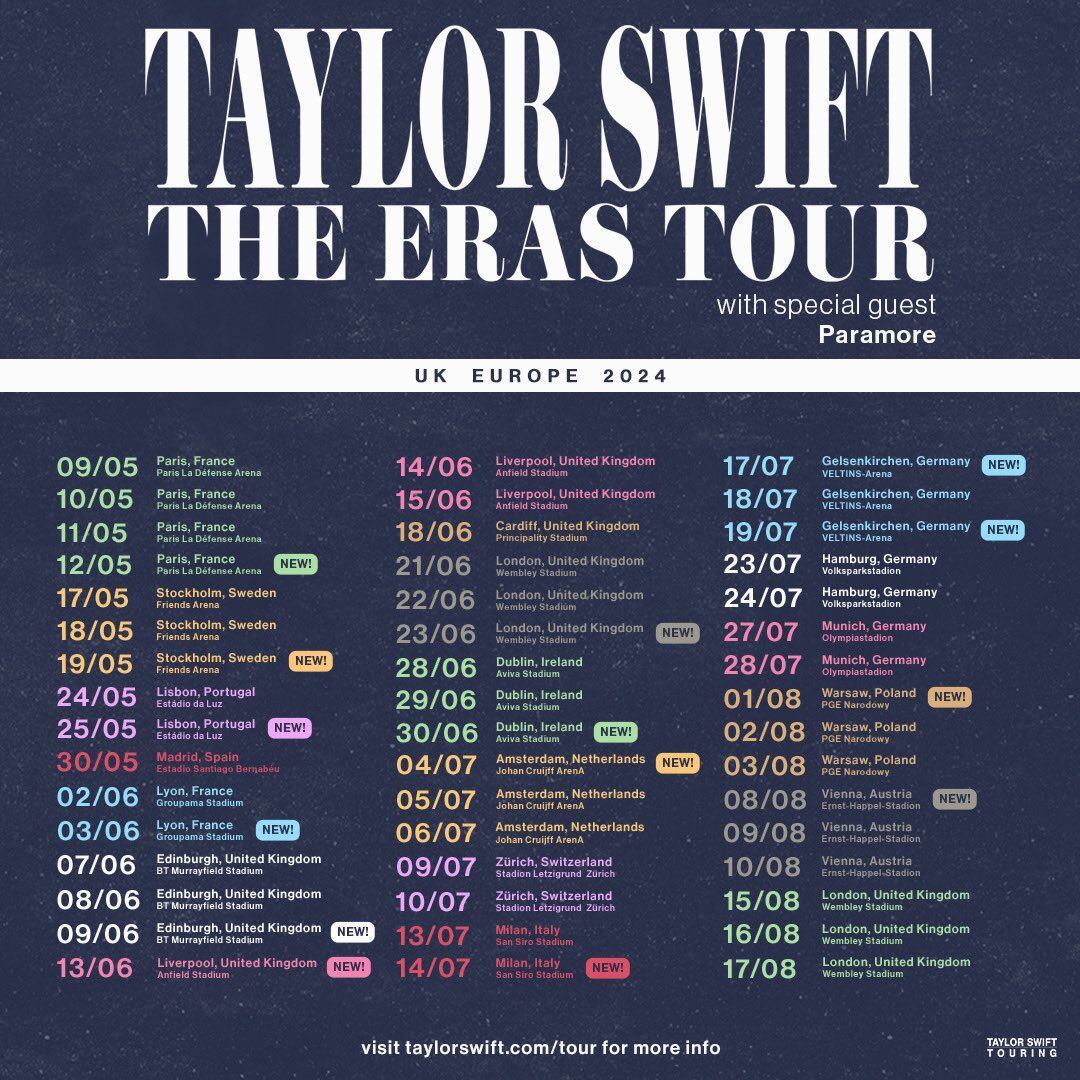 Taylor Swift invita a Paramore como banda especial en su gira de Europa 2024