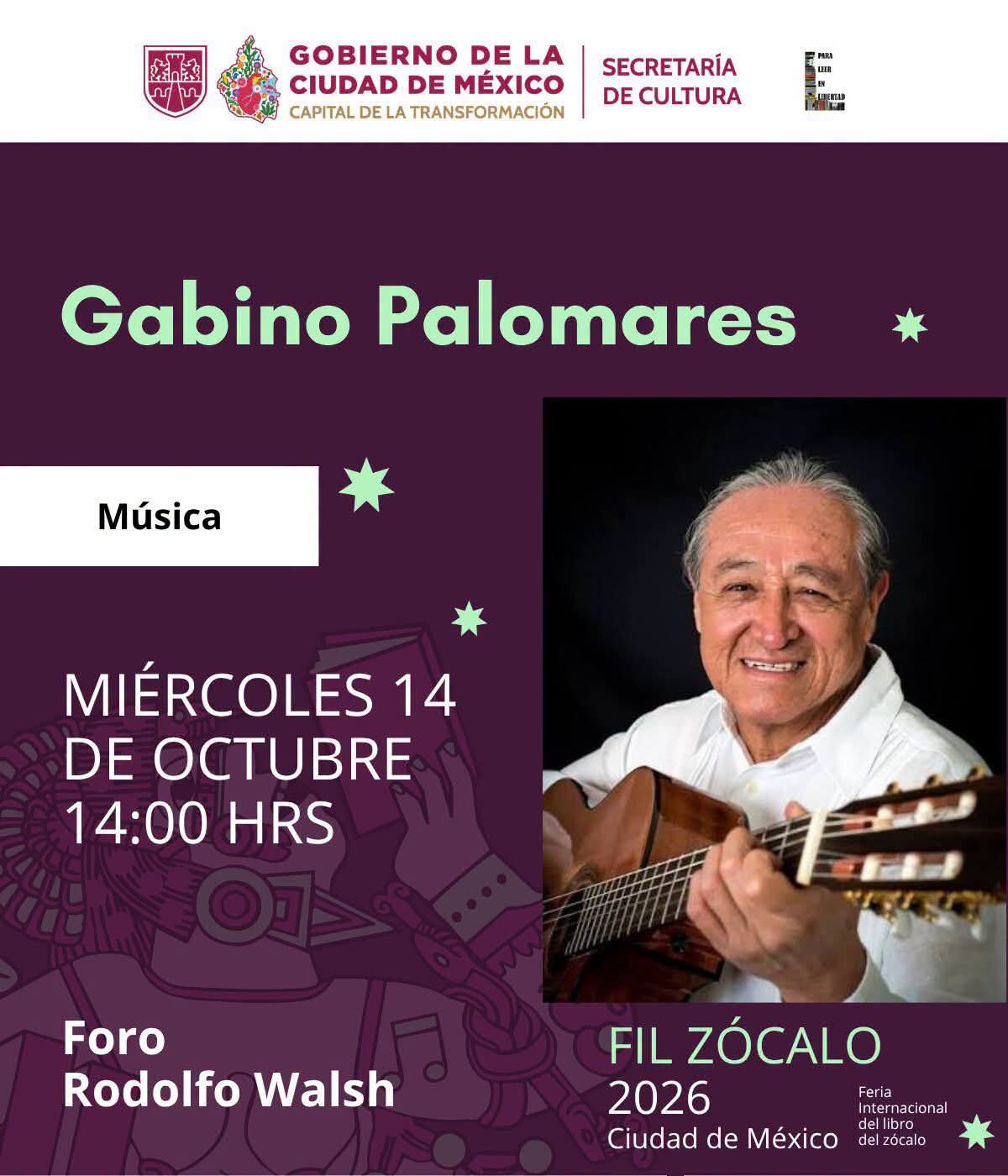 Gabino Palomares en la FIL Zócalo 2026