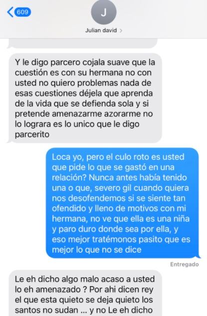 Mensajes del exnovio