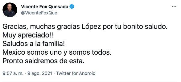 Tuit de Vicente Fox