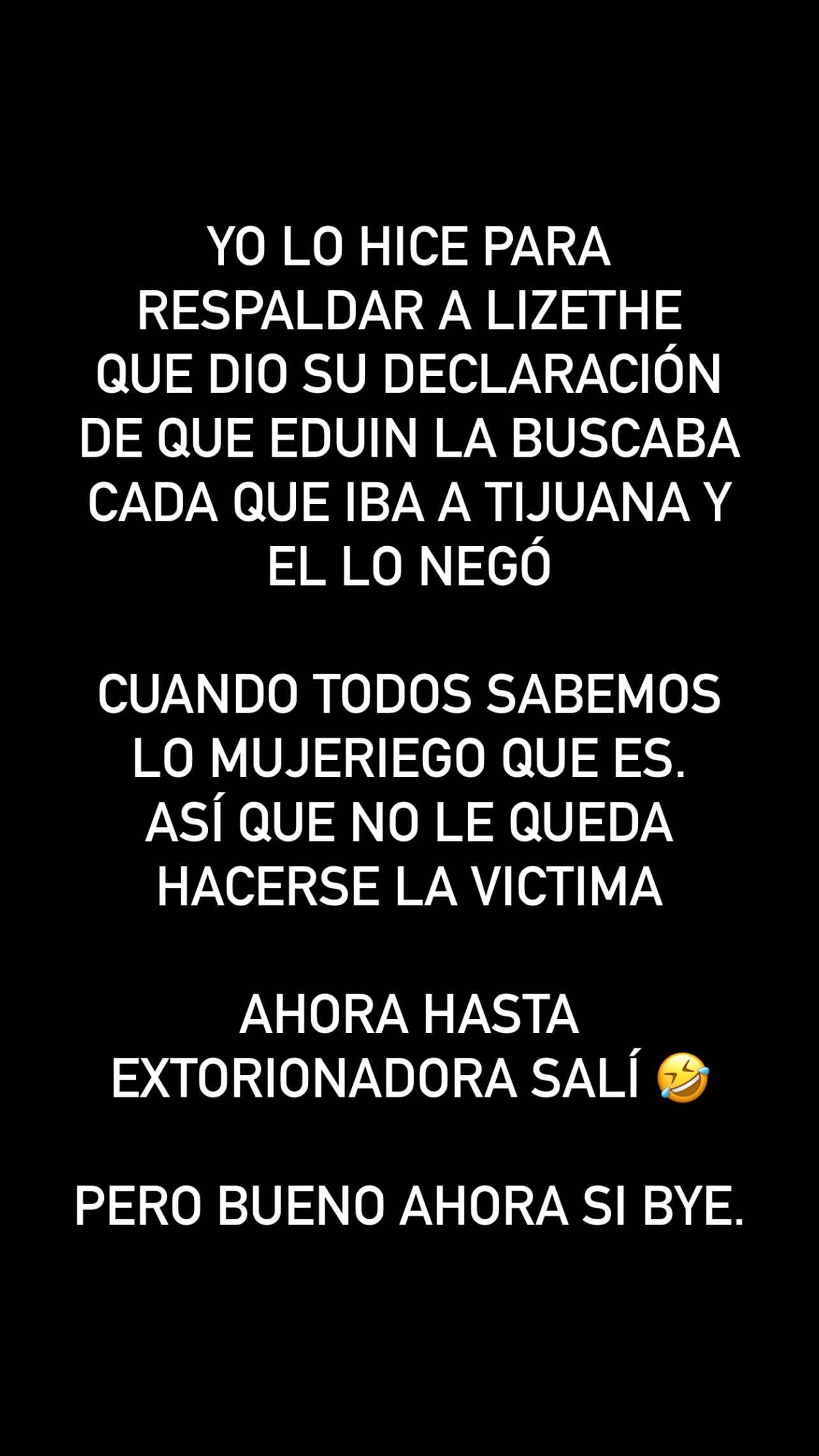 Mensaje de Stephanie Hernández a Eduin Caz