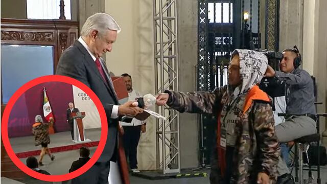 Mujer irrumpe en mañanera de AMLO