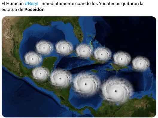 El huracán Beryl desata los memes de Poseidón vs Chaac