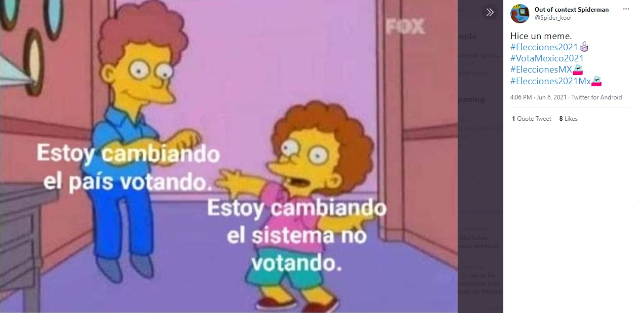 Memes sobre los resultados preliminares de las elecciones 2021.