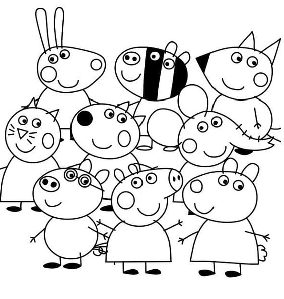 Dibujos de Peppa Pig regreso a clases para colorear