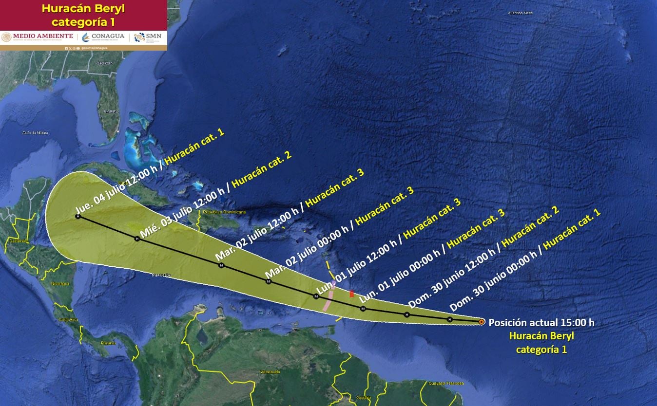 Huracán Beryl: trayectoria hoy sábado 29 de junio