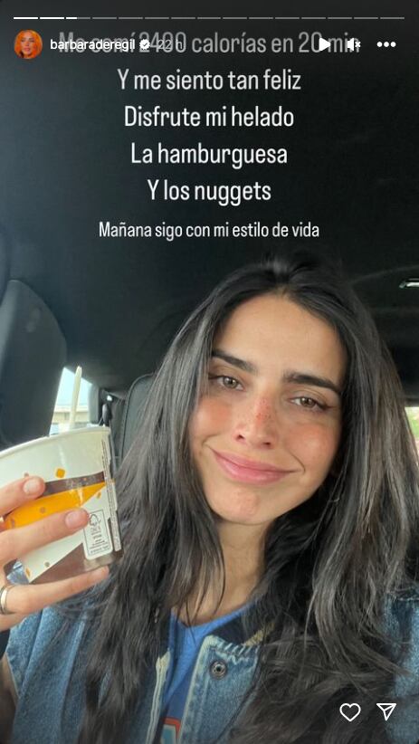 Bárbara de Regil se vuelve como todos y no se resiste a los antojos del fin de semana